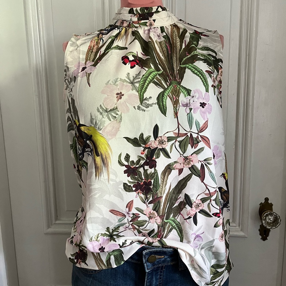 H&M Tropical Top vibrant sleeveless floral print - small